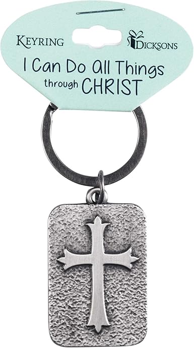 Cross I Can Do All Things Through Christ  3 inch Zinc Alloy Keychain