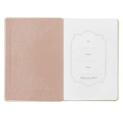 When She Speaks Proverbs 31 Woman Bible Verse Ivory Faux Leather Journal Inspirational Notebook w/Ribbon Marker