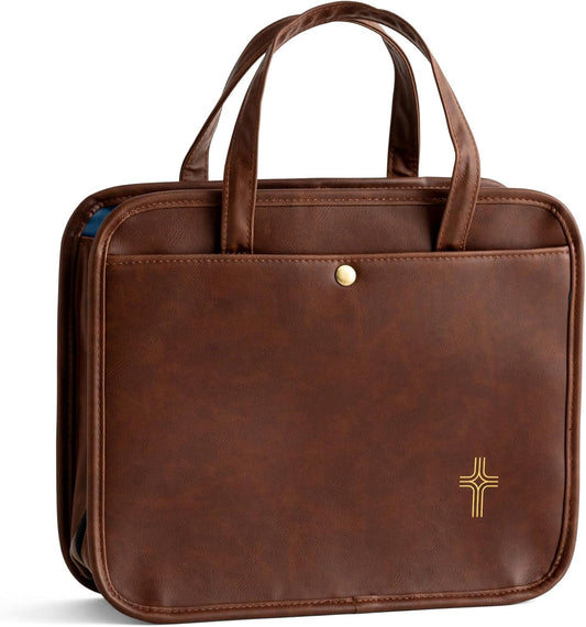 DaySpring - Gold Cross - Faux Leather Bible Tote and Organizational Bag (J6871)