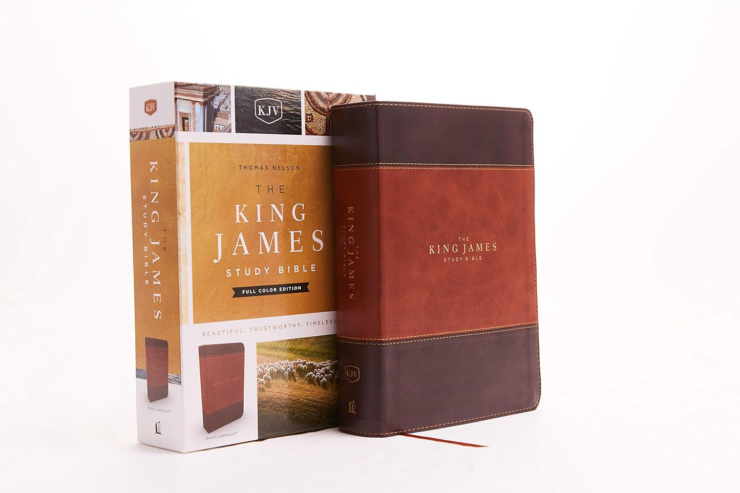 KJV, The King James Study Bible, Leathersoft, Brown, Red Letter, Full-Color Edition