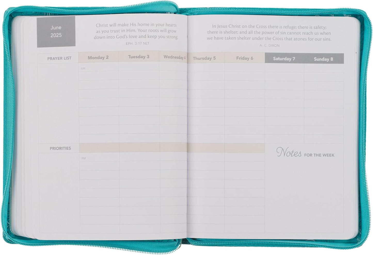 Trust in the Lord Teal Faux Leather 2025 Large 18-month Planner for Women