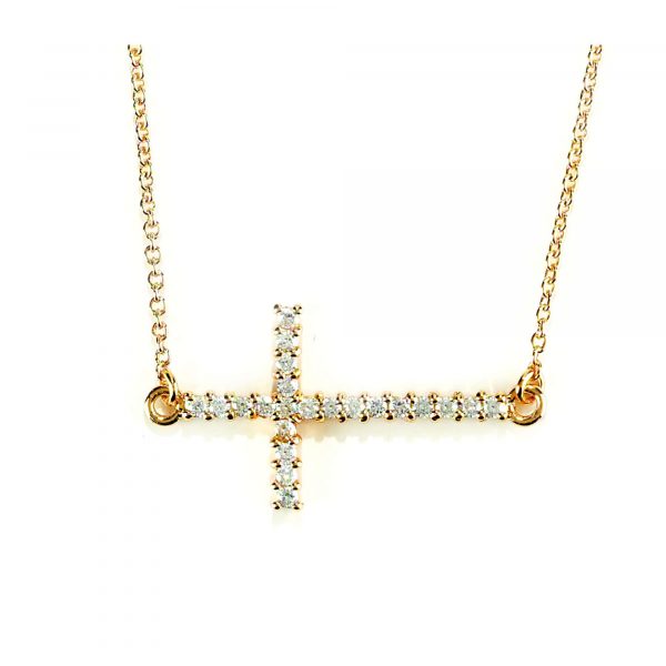 Necklace Gold Plated Side Ways Cross