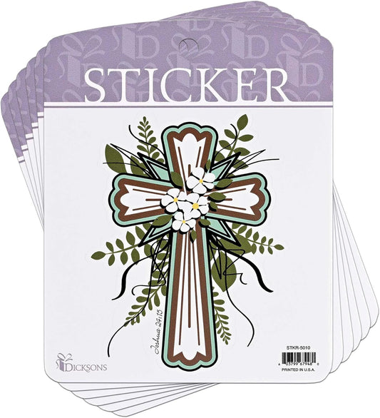 Dicksons Adhesive Sticker Decal for Journaling, Scrapbooking, and Accessory Personalization 5.25 x 6.5 Vinyl Elegant Floral Cross