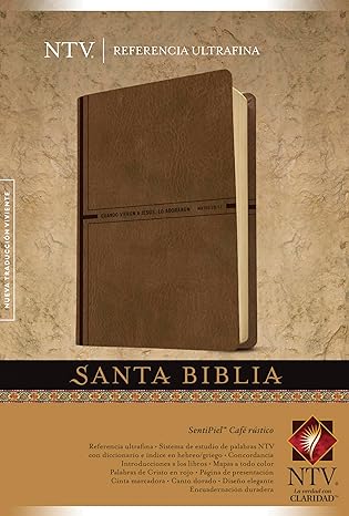 Santa Biblia NTV, Edición de referencia ultrafina (SentiPiel, Café rústico, Letra Roja)