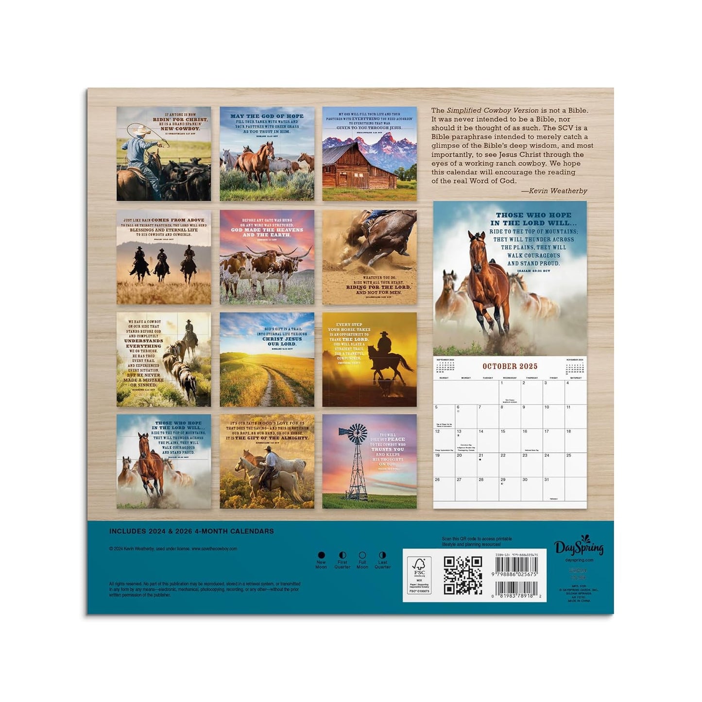 Cowboy Bible Verses: For Cowboys, By Cowboys: A 2025 Inspirational DaySpring Wall Calendar