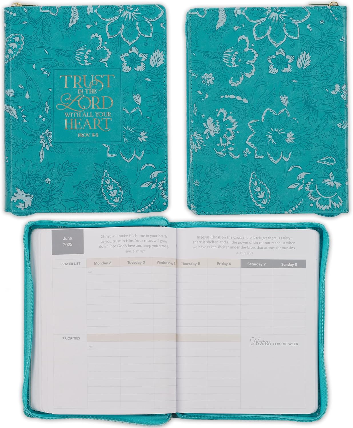 Trust in the Lord Teal Faux Leather 2025 Large 18-month Planner for Women