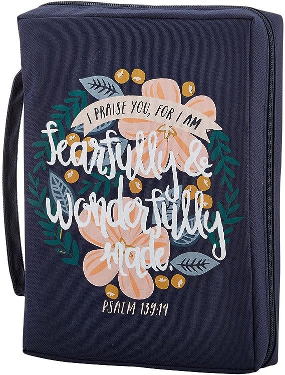 Creative Brands Faithworks - Canvas Bible Cover with Carry Handle French Press Mornings Gifts of Faith Collection, 7 x 10-Inch, Wonderfully Made