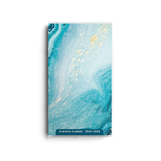 Blue and Gold Marble 2024 – 2025 Planner - 28-Month - 2 Year Pocket Calendar