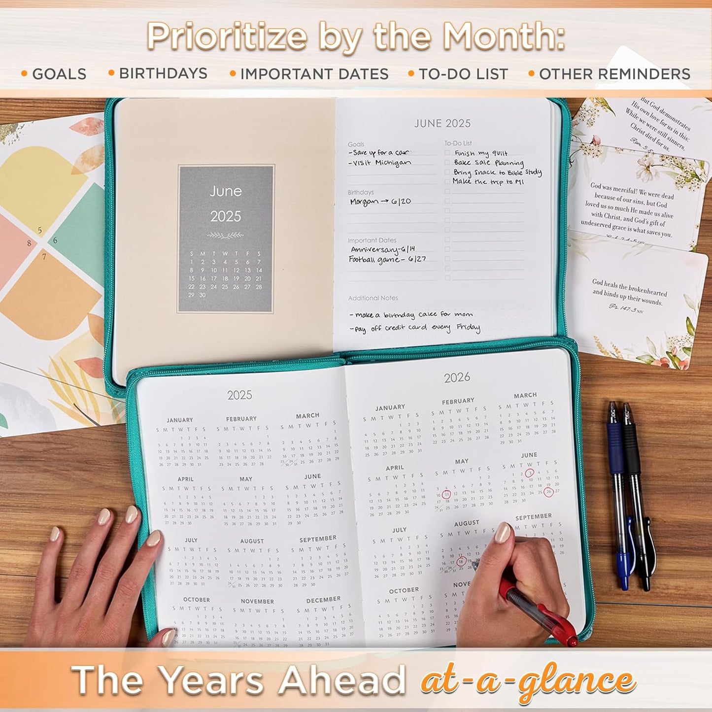 Trust in the Lord Teal Faux Leather 2025 Large 18-month Planner for Women