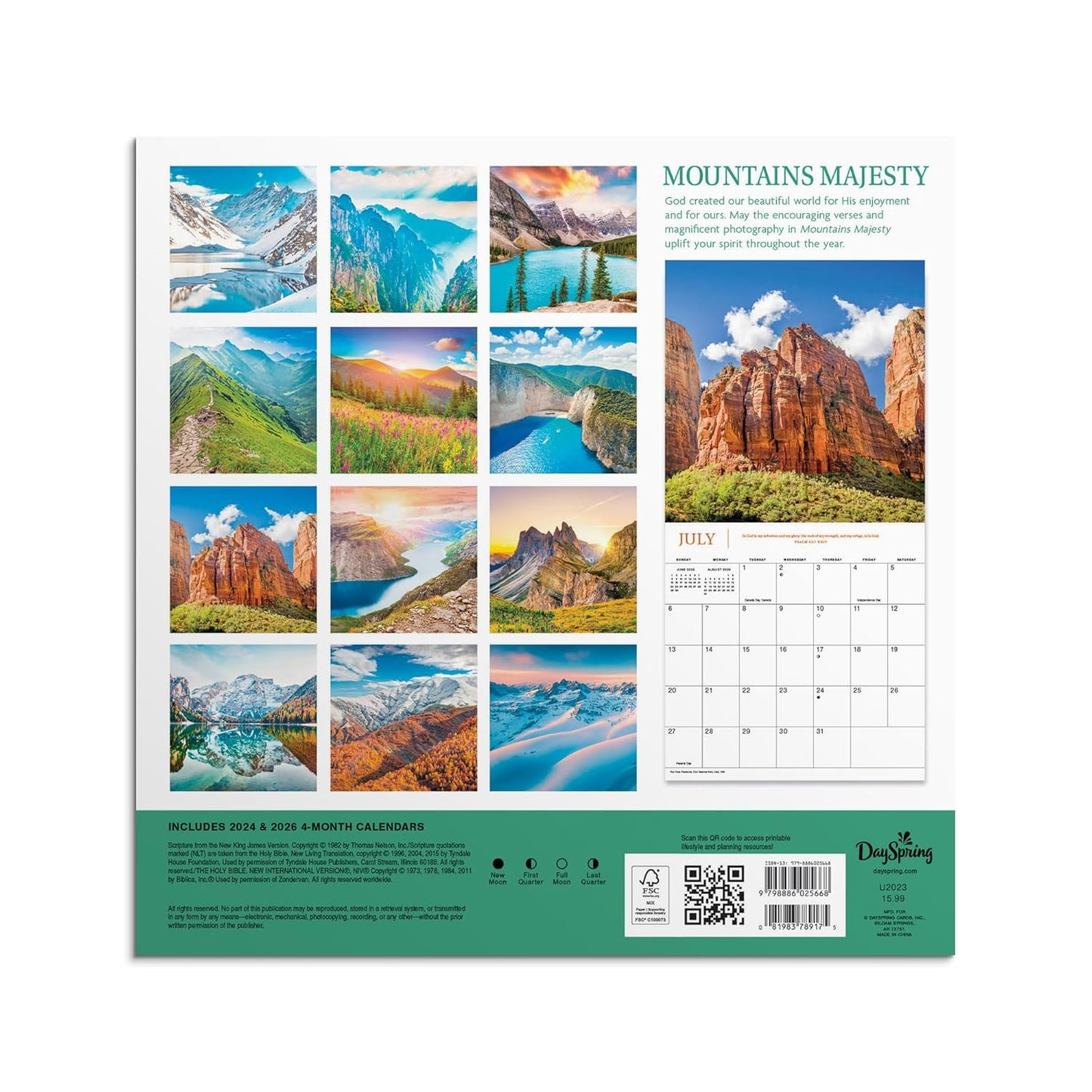 Mountains Majesty: A 2025 Inspirational DaySpring Wall Calendar