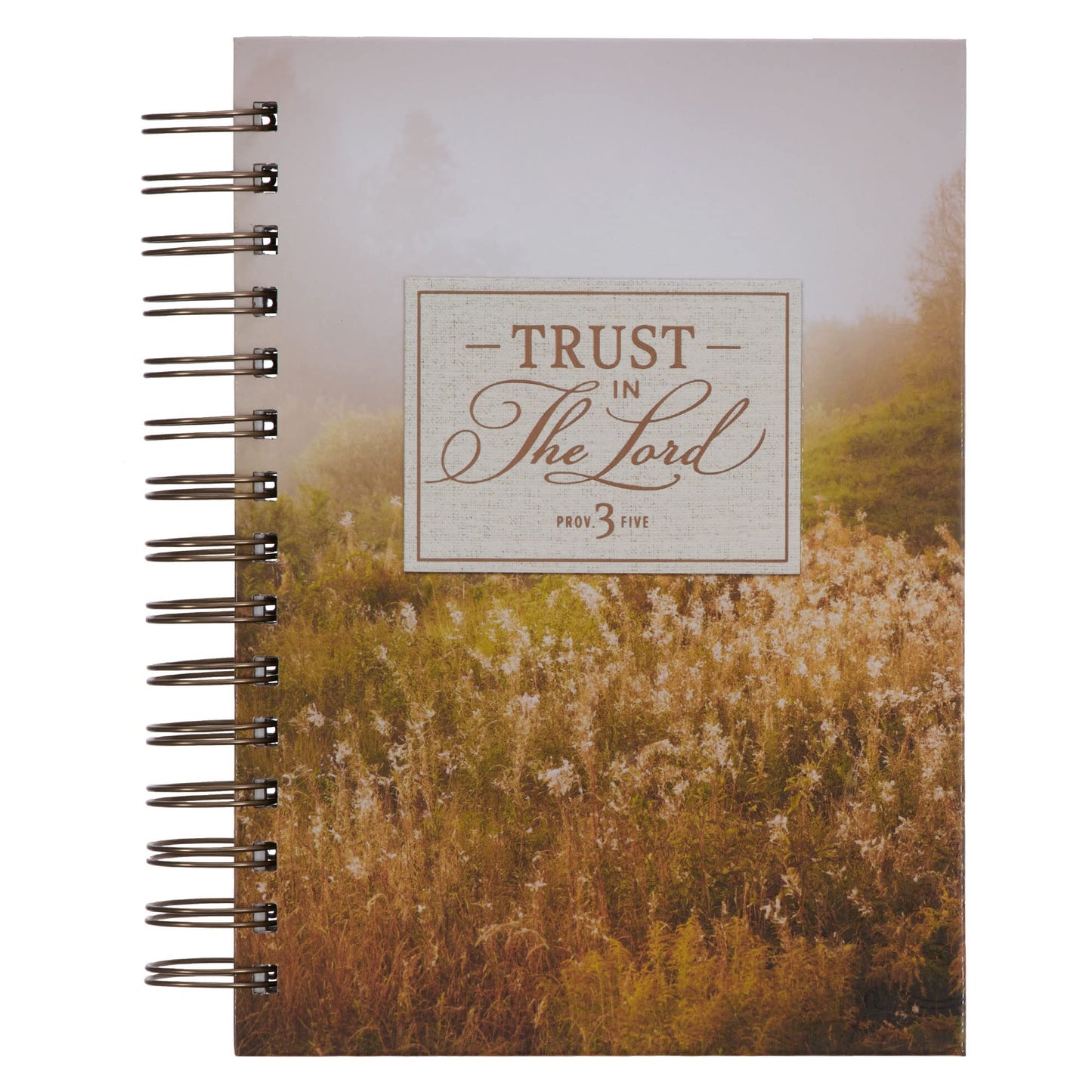 Journal w/Scripture for Women Trust in The Lord Proverbs 3:5 Bible Verse Scenic Warm Gray 192 Ruled Pages, Large Hardcover Notebook, Wire Bound