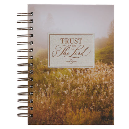 Journal w/Scripture for Women Trust in The Lord Proverbs 3:5 Bible Verse Scenic Warm Gray 192 Ruled Pages, Large Hardcover Notebook, Wire Bound