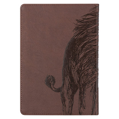 Classic Journal My Strength My Defense Lion Exodus 15:2 Inspirational Scripture Notebook, Ribbon Marker, Brown Faux Leather Flexcover, 336 Ruled Pages