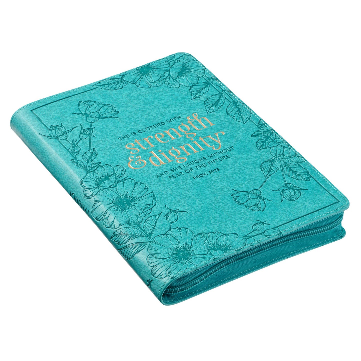 Strength & Dignity Proverbs 31:25 Bible Verse Teal Floral Inspirational