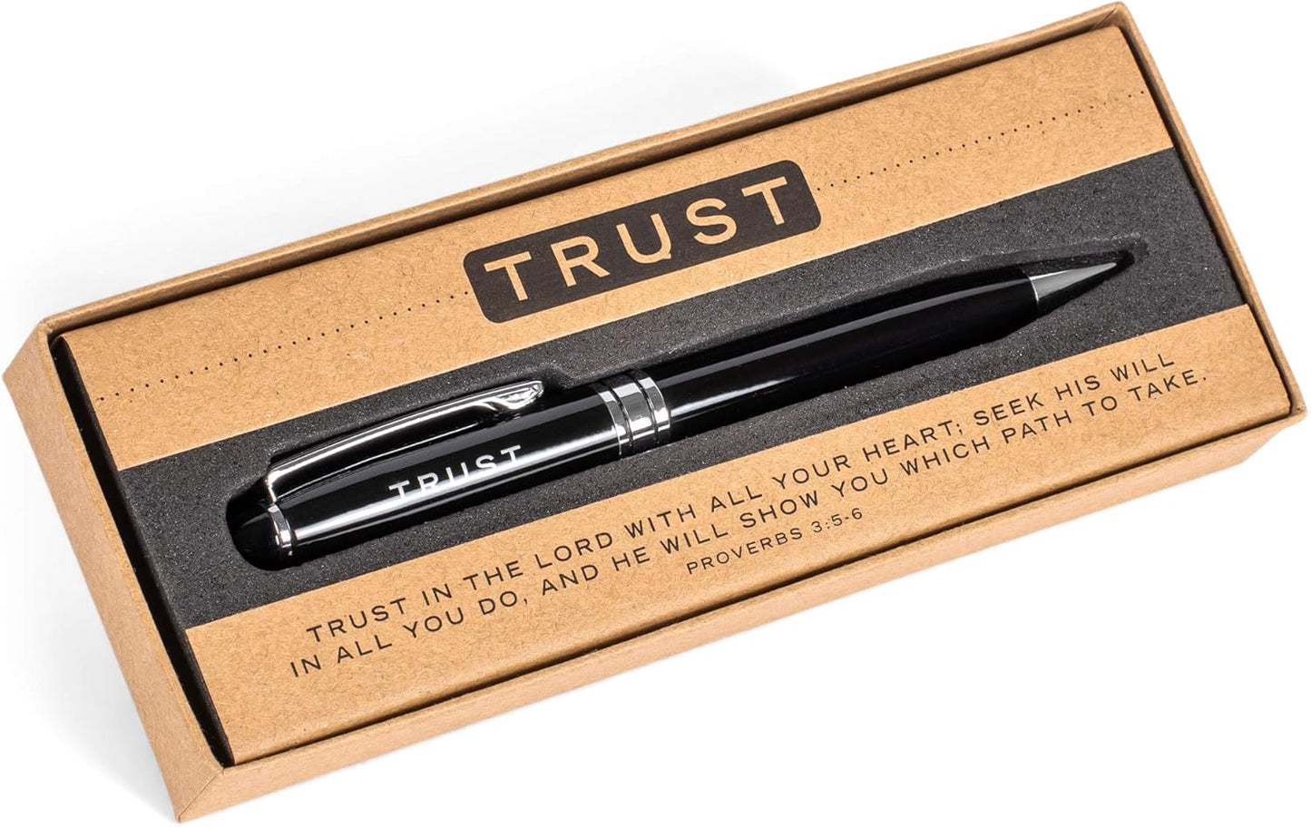 Lighthouse Christian Products Trust Scripture Inspirational Midnight Black 5.5 inch Metal Ballpoint Twist Pen