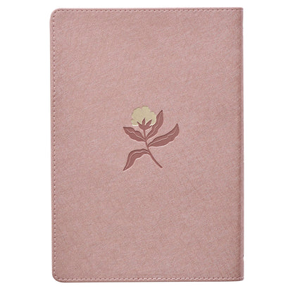 Classic Journal My Grace is Sufficient 2 Corinthians 12:9 Rose Inspirational Scripture Notebook, Ribbon Marker, Pink Faux Leather Flexcover, 336 Ruled Pages