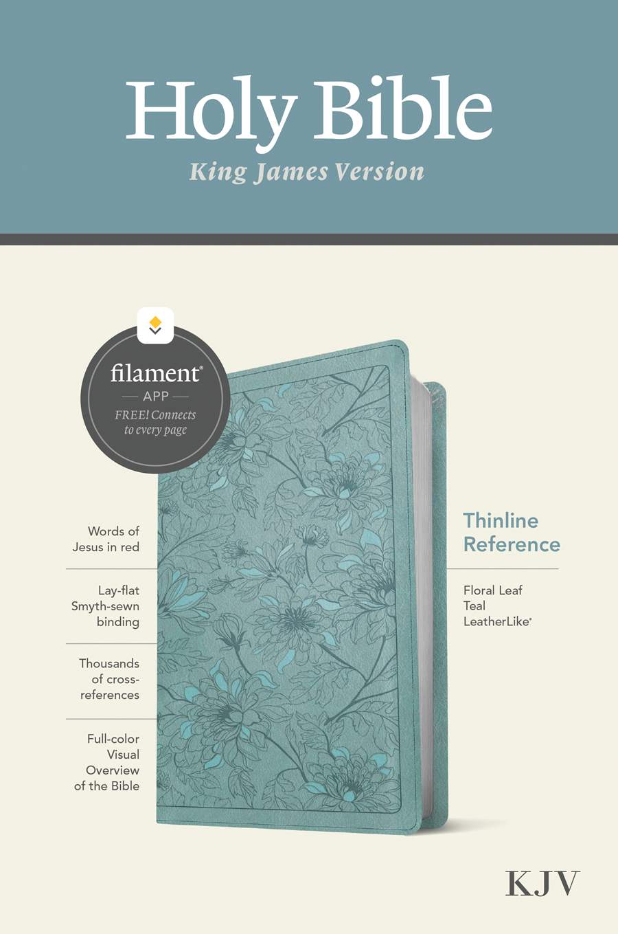 KJV Thinline Reference Bible, Filament Enabled, Teal