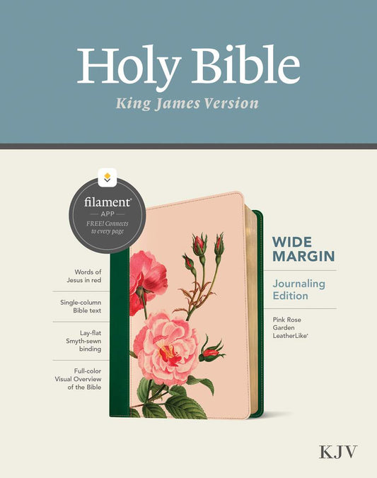 KJV Wide Margin Bible, Filament Enabled, Pink Rose Garden