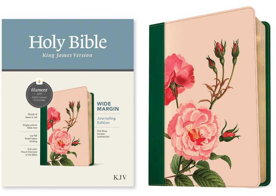 KJV Wide Margin Bible, Filament Enabled, Pink Rose Garden