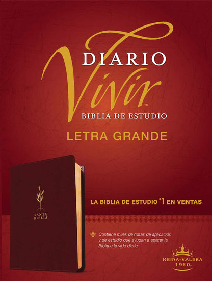 Biblia de estudio del diario vivir RVR60, letra grande, Senti Piel Vino Tinto