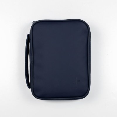 Compact Size Matte Vinyl Bible Cover, Navy Blue