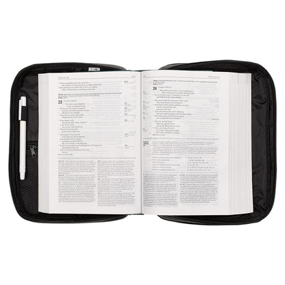 Two-fold Black Faux Leather Organizer Bible Cover