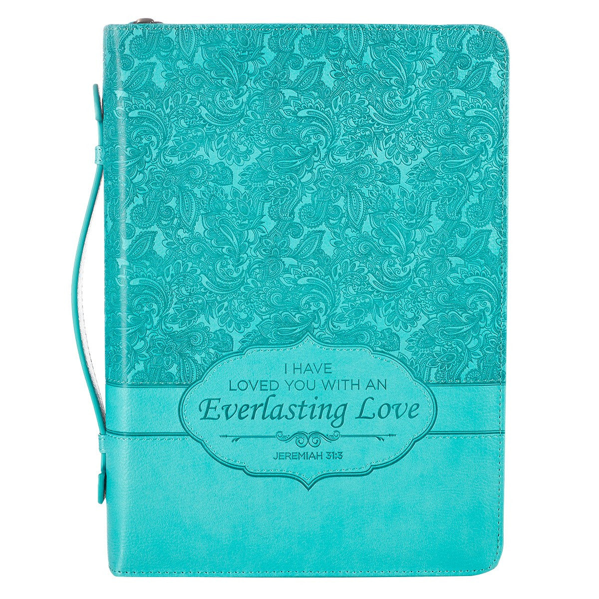 Everlasting Love Turquoise Faux Leather Fashion Bible Cover - Jeremiah 31:3