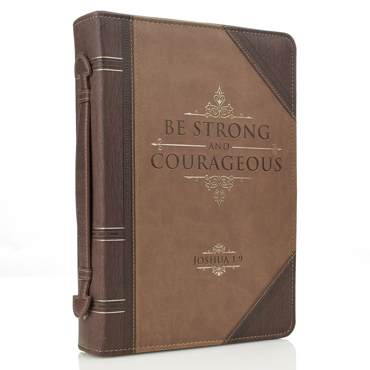 Be Strong and Courageous Portfolio Design Faux Leather Classic Bible Cover - Joshua 1:9