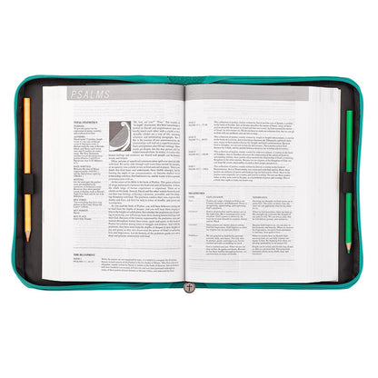 Grace Butterfly Blessings Teal Faux Leather Fashion Bible Cover - Ephesians 2:8