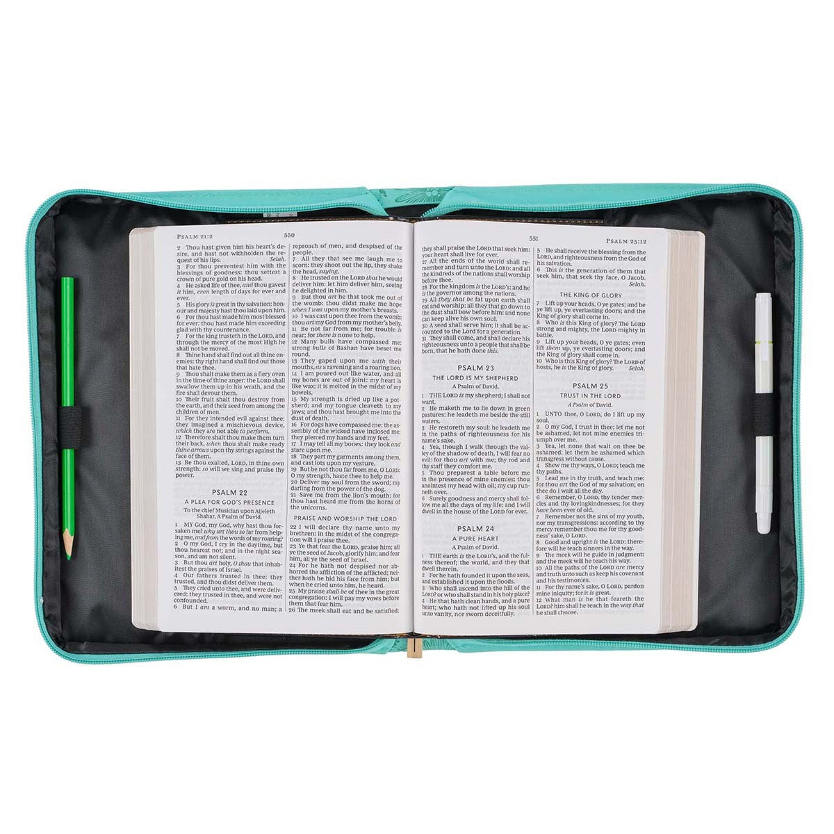 Be Still and Know Turquoise Faux Leather Fashion Bible Cover - Psalm 46:10