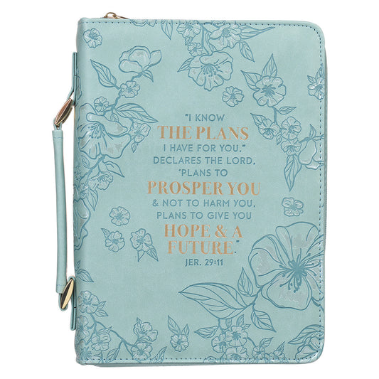 Plans to Prosper You Teal Faux Leather Fashion Bible Cover – Jeremiah 29:11