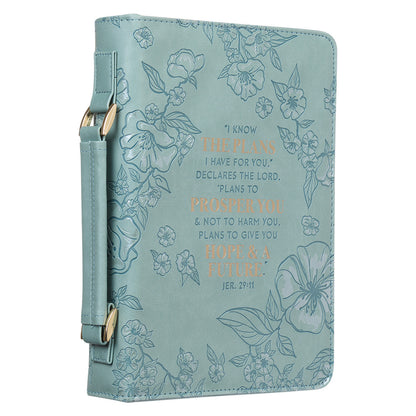 Plans to Prosper You Teal Faux Leather Fashion Bible Cover – Jeremiah 29:11