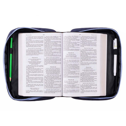 God's Word Stands Forever Navy Floral Nylon Fashion Bible Cover - Isaiah 40:8