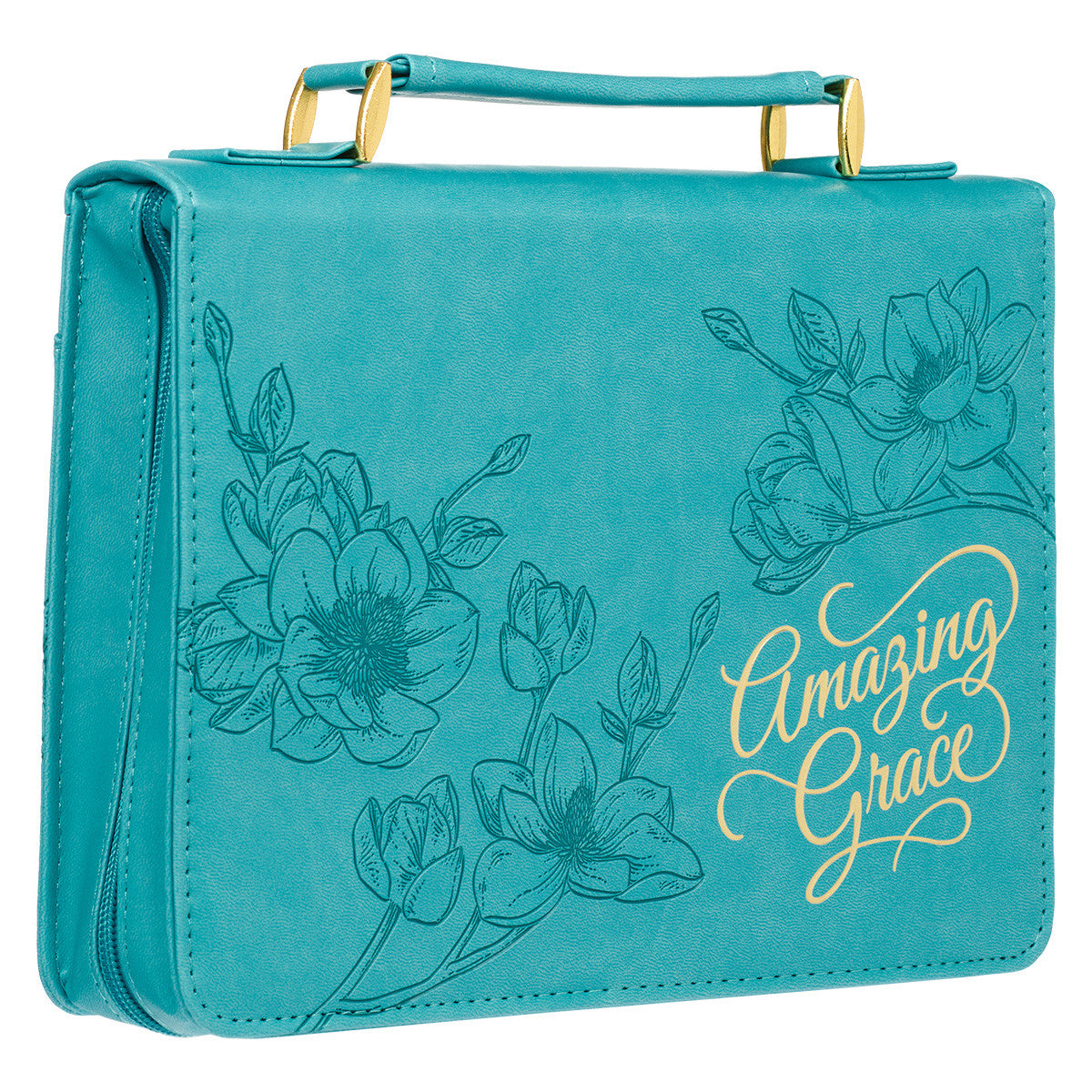 Amazing Grace Floral Teal Faux Leather Fashion Bible Cover
