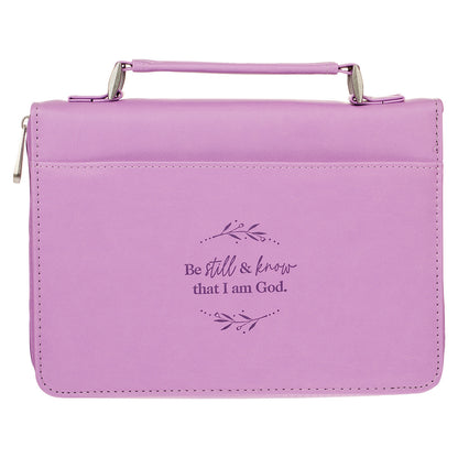 Be Still & Know Purple Laurel Faux Leather Fashion Bible Cover - Psalm 46:10