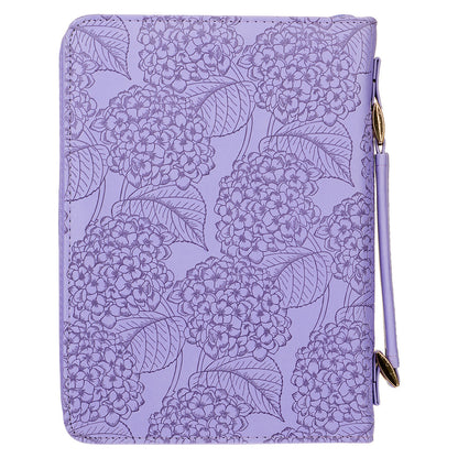 Saved by Grace Hydrangea Lavender Faux Leather Fashion Bible Cover - Ephesians 2:8