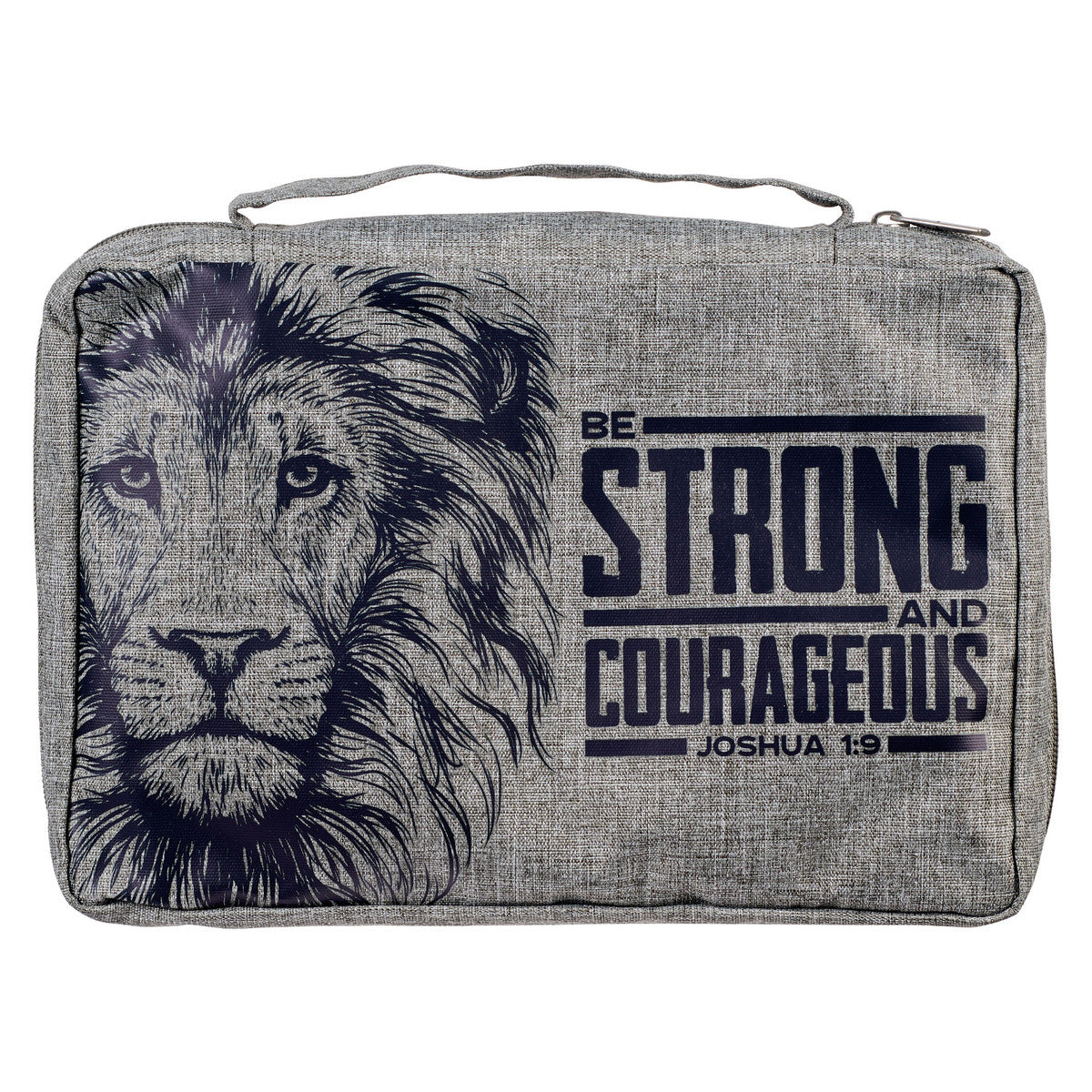 Strong and Courageous Lion Gray Value Bible Cover - Joshua 1:9