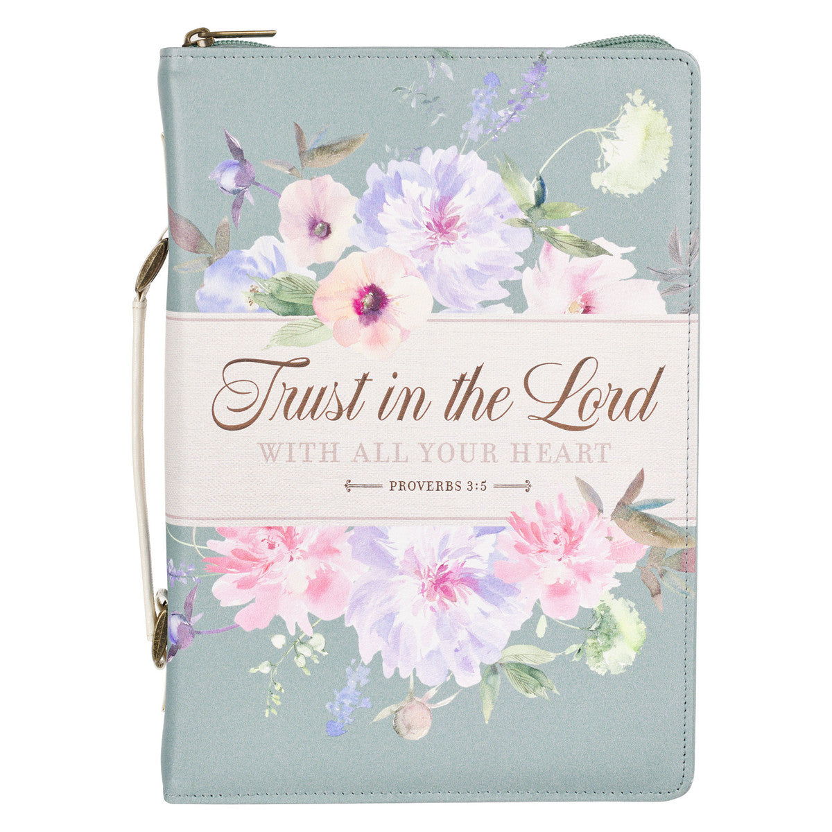Trust in the Lord Pearlescent Pewter Floral Fashion Bible Cover - Proverbs 3:5