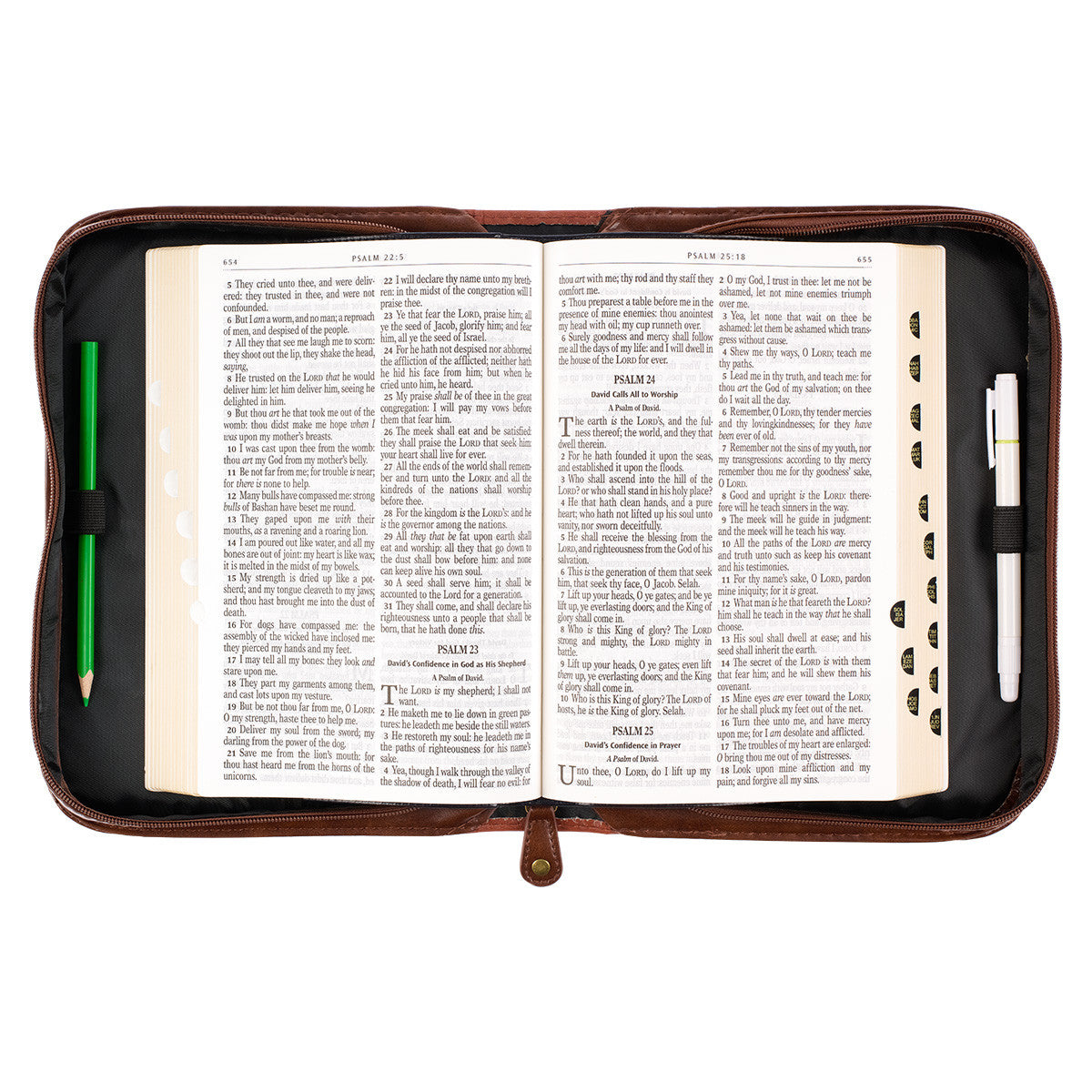 Stand Firm Two-tone Brown Faux Leather Classic Bible Cover - 1 Corinthians 16:13