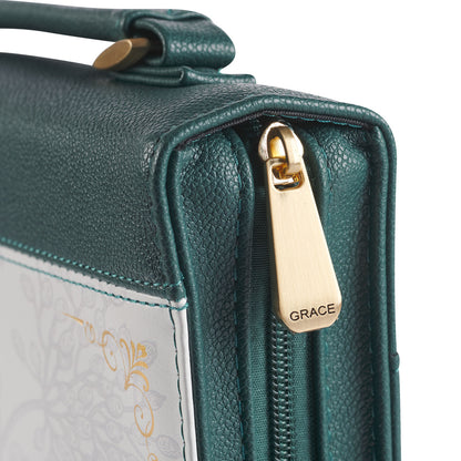 All Things are Possible Teal Tourmaline Faux Leather Fashion Bible Cover - Matthew 6:19
