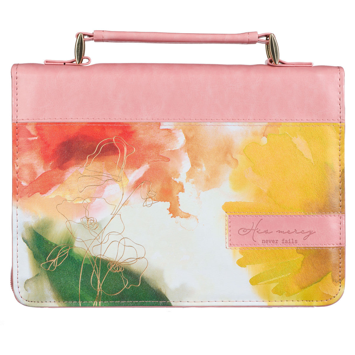 Pastel Meadow Pink Watercolor Faux Leather Bible Cover