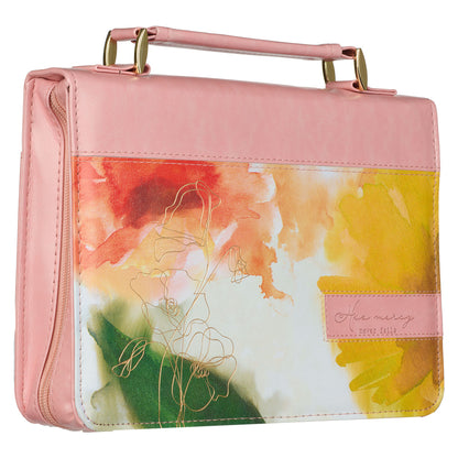 Pastel Meadow Pink Watercolor Faux Leather Bible Cover