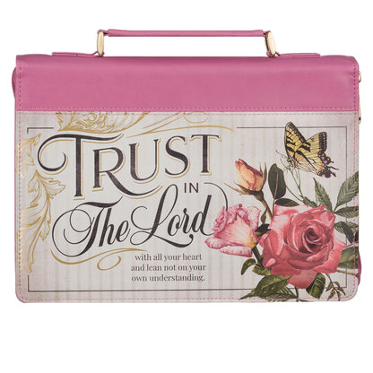 Trust in the LORD Floral Begonia Pink Faux Leather Fashion Bible Cover - Proverbs 3:5