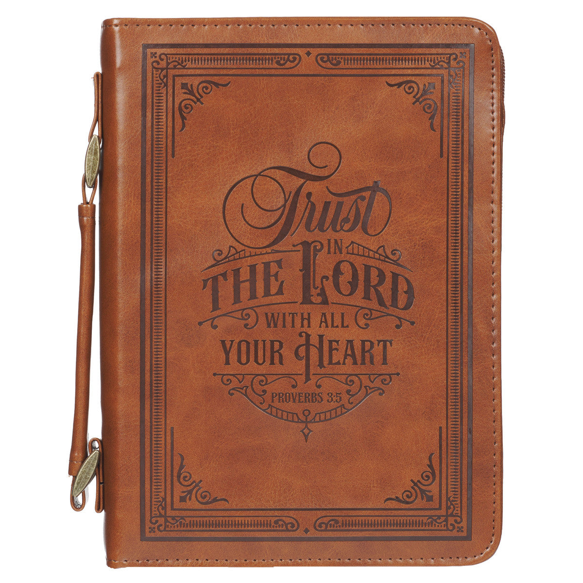 Trust in the Lord Honey-brown Faux Leather Classic Bible Cover - Proverbs 3:5