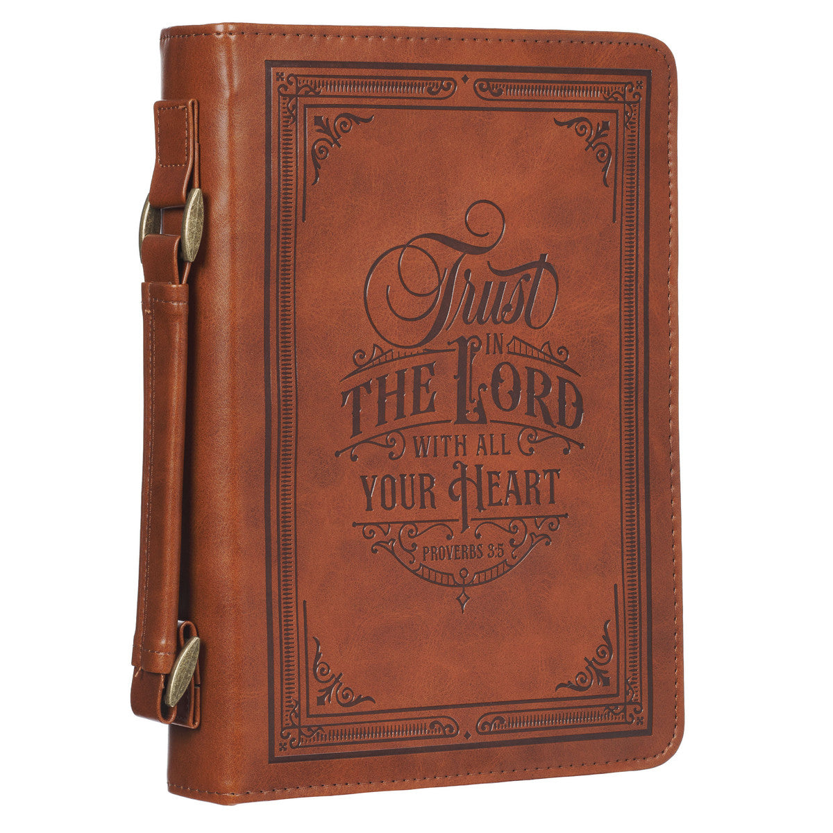 Trust in the Lord Honey-brown Faux Leather Classic Bible Cover - Proverbs 3:5