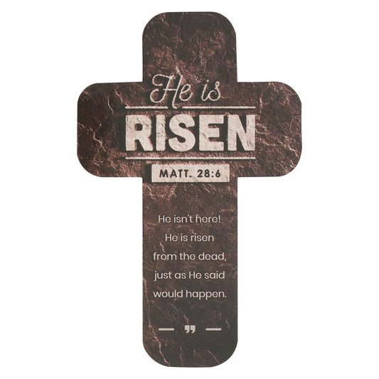 He is Risen Stone Cross Bookmark - Matthew 28:6