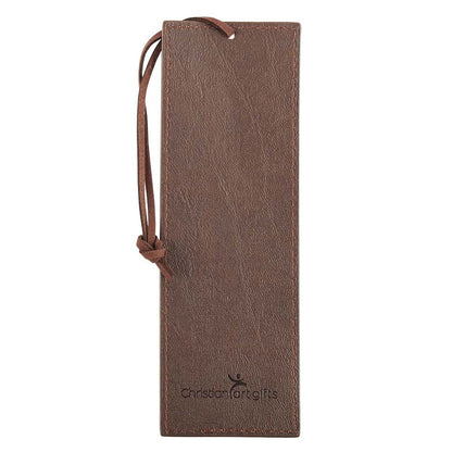 The LORD Is My Strength Brown Faux Leather Bookmark - Exodus 15:2