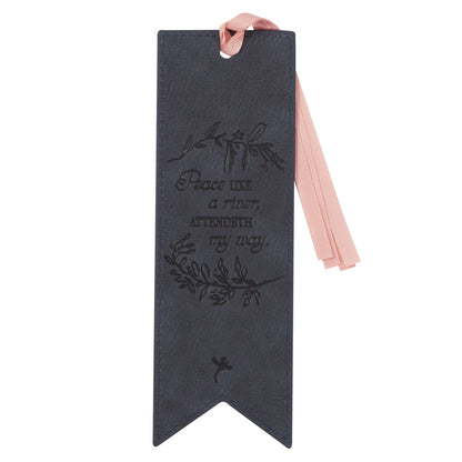 It is Well Hymn Watercolor Floral Faux Leather Bookmark