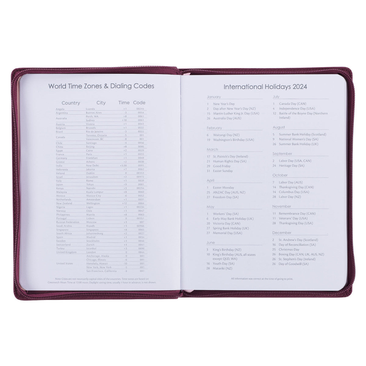 2024 Be Still Burgundy Faux Leather 18-Month Planner for Women - Psalm 46:10
