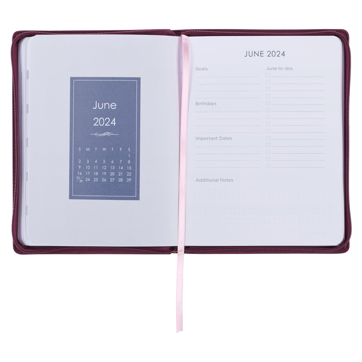 2024 Be Still Burgundy Faux Leather 18-Month Planner for Women - Psalm 46:10